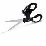 VHV Ciseaux à laser – Ciseaux de couture avec ligne laser rouge – Lames de coupe en acier inoxydable – Poignée ergonomique – Pour tissu, patrons, papier et bricolage – Noir