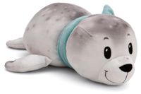 Bente Knuffel phoque - 24 cm - Gris - Peluche stretch souple - Avec écharpe turquoise