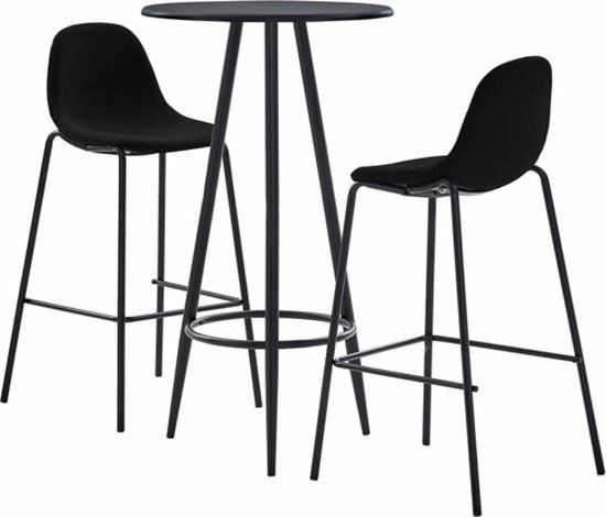 vidaXL 3-delige Barset stof zwart