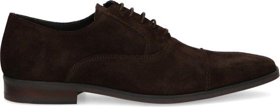 Manfield Heren Donkerbruine suède veterschoenen Maat 43
