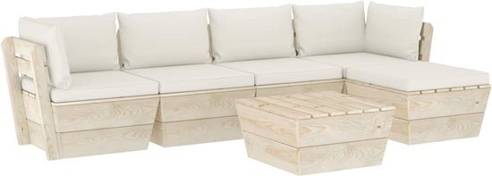 vidaXL 6-delige Loungeset met kussens pallet vurenhout