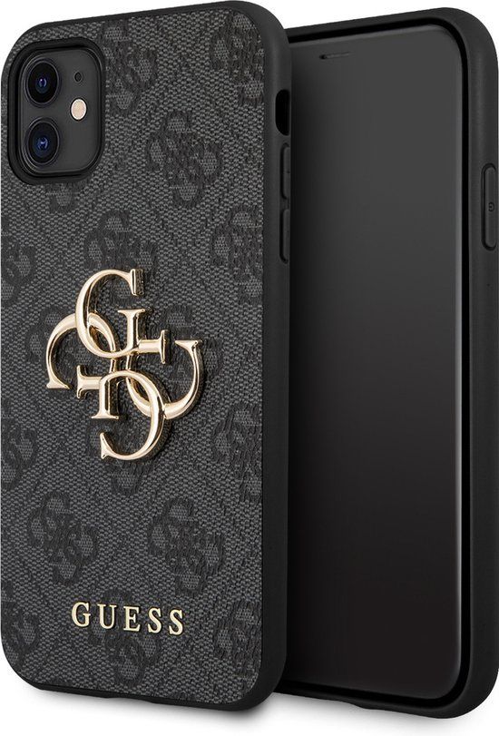 Guess Zwart Hoesje - Backcover - TPU - Geschikt voor iPhone 11 / XR - Big Metal Logo