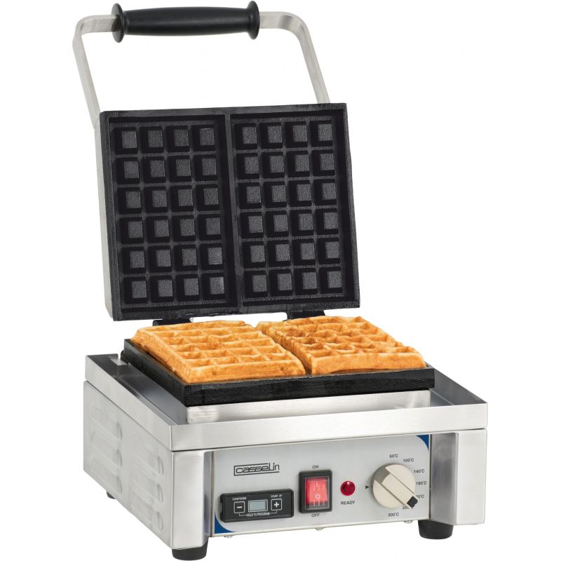 Casselin CG90S - Wafelijzer - 1600 Watt - Rechthoek - 2 Wafels - RVS