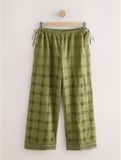 Next - Dames - Broek met wijde pijpen en broderie-vierkantjes - Groen