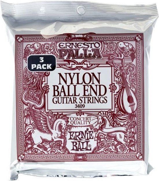 Ernie Ball Ernesto Palla Black and Gold Ball End Nylon Classical Guitar Strings 3 Pack