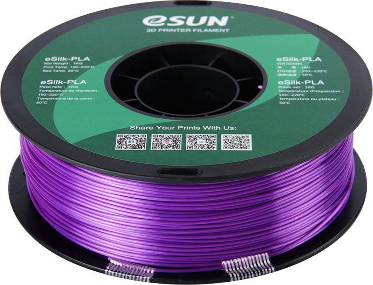 ESUN 1.75mm paars eSilk PLA filament 1Kg - 6922572258099