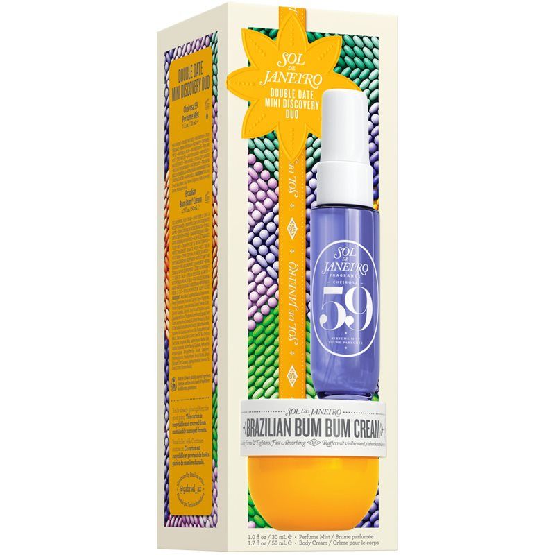 Sol de Janeiro Double Date, cosmeticaset met Cheirosa '59 lichaams- en haarspray 30 ml, Brazilian Bum Bum Cream 50 ml, reisformaat