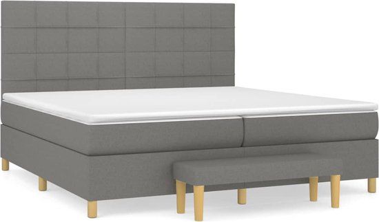 vidaXL Boxspring met matras stof donkergrijs 200x200 cm