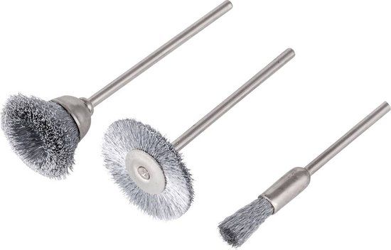 wolfcraft - Set mini-staaldraadborstels, 3-dlg. - 2114000