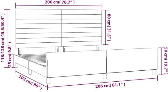 vidaXL Bedframe Stof Zwart 200x200 cm