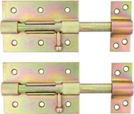 AMIG Verrou à glissière/Loquet - 2x - Acier - 10cm - Laiton - Vis incluses
