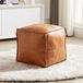 Pouf en similicuir orange, non rembourré, carré, repose-pieds, 45 cm