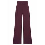 Expresso Expresso travelstof high waist wide leg broek - roodbruin