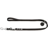 Hunter Verstelbare Looplijn Leder Zwart - Hondenriem - 200x1.3 cm
