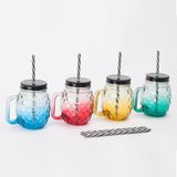 Merkloos Relaxdays Drinkglazen - set van 4 - 500 ml - met ananasmotief