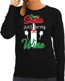 Bellatio Decorations Foute Kersttrui - Dear Santa just bring wine - zwart - dames - XS