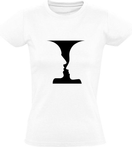 Optische illusie Dames T-shirt - Wit - 3XL