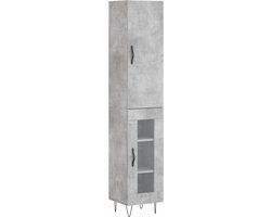 vidaXL Hoge kast 34,5x34x180 cm bewerkt hout betongrijs