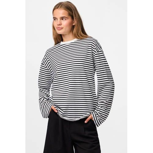 PIECES gestreepte longsleeve wit/zwart