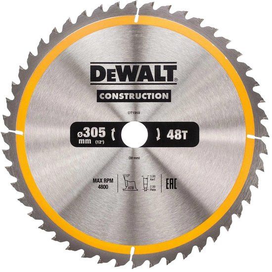 DeWALT Cirkelzaagblad voor Hout - Ø 305mm 48T - DT1959-QZ