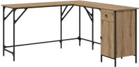 vidaXL Bureau Artisan Eiken Bewerkt Hout 141 x 141 x 75 cm