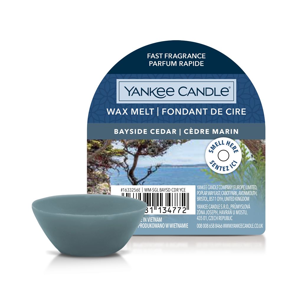 Yankee Candle Bayside Cedar Wax Melt - Blue, Round - 8 Hour Burn Time