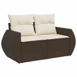 VidaXL 5-delige Loungeset met kussens, poly rattan, bruin