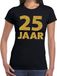 Bellatio Decorations 25 jaar verjaardag t-shirt - cadeau - zwart - dames - met gouden glitter print - jubileum - kleding XXL
