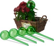 Relaxdays waterdruppelaar, set van 5, H x Ø: 28x8 cm, waterbollen bloemen & planten, watergever 250 ml, kunststof, groen