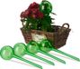Relaxdays waterdruppelaar, set van 5, H x Ø: 28x8 cm, waterbollen bloemen & planten, watergever 250 ml, kunststof, groen
