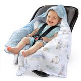 Inbaker Deken 100% katoen 85x85cm met capuchon knuffeldeken voor kinderwagen babyzitje universele dubbelzijdig babydeken buggy autostoel