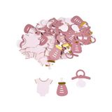 Homéa, Set van 100 confetti van papier, in de vorm van fopspeen, body fles, roze