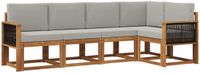 vidaXL Hoek loungeset 5-delig Naturel en lichtgrijs Polyester