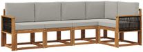 vidaXL Hoek loungeset 5-delig Naturel en lichtgrijs Polyester