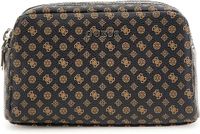 GUESS Utensil zak Double Zip Mocha Logo Multi Zwart