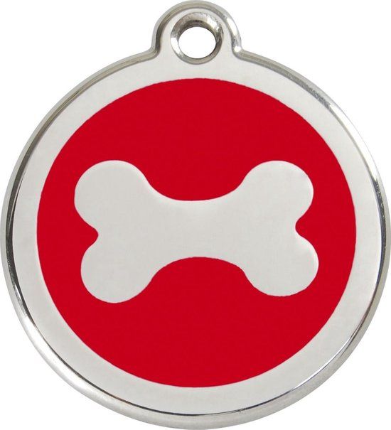 Reddingo Red Dingo Hondenpenning - Bot - Rood - 30 mm - RVS - Maat M