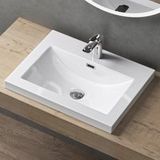 Sogood - Doporro Lavabo Vasque Blanc 60cm À Encastrer Colossum01 Fonte Minérale Solid Surface 60x48x13cm