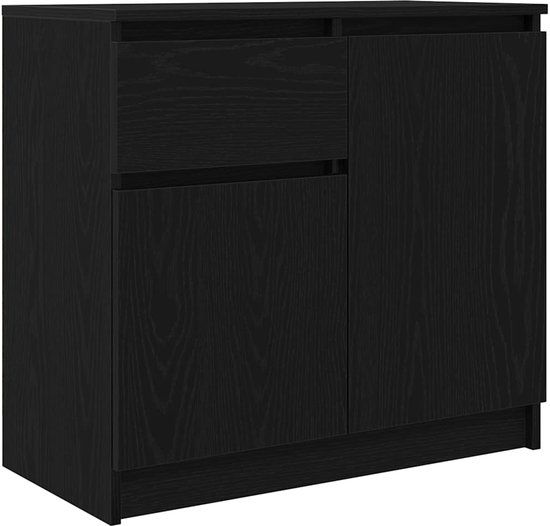 vidaXL Dressoir met lade 71x35x65 cm spaanplaat zwart eikenkleurig