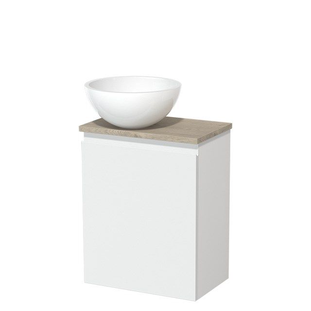Maxaro Modulo Toiletmeubel 41 cm - Mat Wit - Lichtgrijs Eiken Blad
