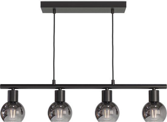 HOFTRONIC Glazura LED Hanglamp Smoke Glas - 4 spots - E14 - Zwart - IP20