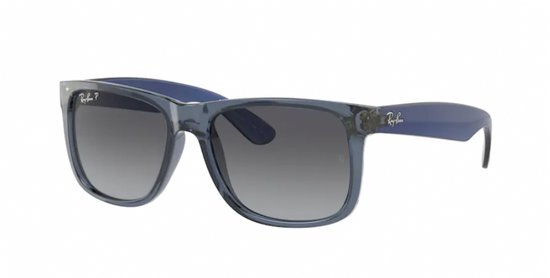 Ray-Ban Justin Transparent Blue/ Grey Polarized Gradient Maat: Medium (55) - Zonnebril - - RB4165-6596T3