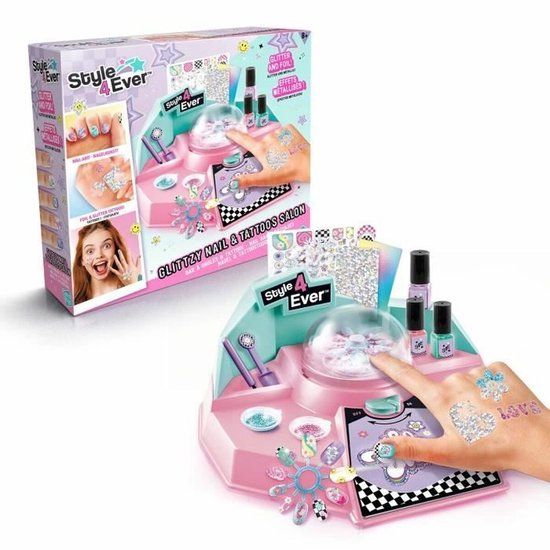 Canal Toys Glittzy Nail & Tattoos Salon Nagellak met Glitter en Tattoos