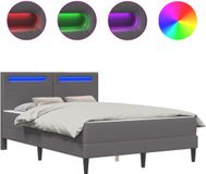 vidaXL Bedframe met LED-stripverlichting Grijs 160 x 200 cm Kunstleer