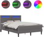 vidaXL Bedframe met LED-stripverlichting Grijs 160 x 200 cm Kunstleer