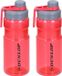 Edco Eindhoven Bv Set van 2x Transparant rode bidon/drinkfles - 1100 ml