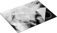 Chefcare Inductie Beschermer Abstracte Kunst - Artistieke Spattende Marmer - Zwart Wit - 70x52 cm - Inductie Mat