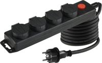 ChiliTec Multiprise d'extérieur 4 prises - Multiprise avec mise à la terre et clapet - 3 m de câble - 230 V - 16 A - IP44