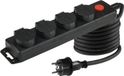 ChiliTec Multiprise d'extérieur 4 prises - Multiprise avec mise à la terre et clapet - 3 m de câble - 230 V - 16 A - IP44