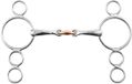 Premier Equine 4-rings pessoa dubbel snaffle bit voor paarden, 15 cm, zilver, RVS/Koper