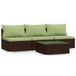 vidaXL 4-delige Loungeset met kussens van polyrattan, bruin